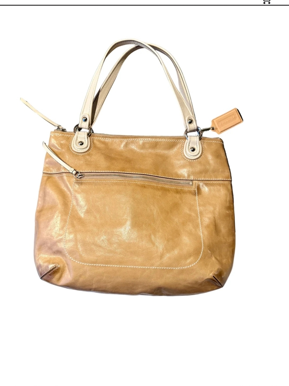 Coach Poppy Glam  Tote with Cream Handles
